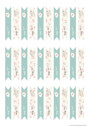 Free Printable Tea Party Baby Shower Little Flags for Straws