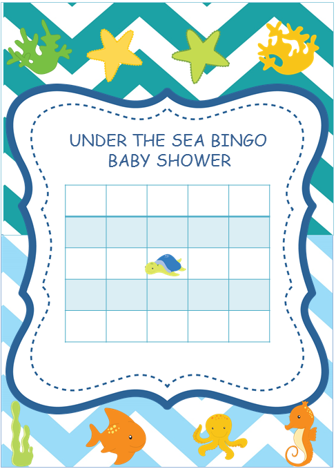 Under The Sea Themed Baby Shower Blank Bingo Cards