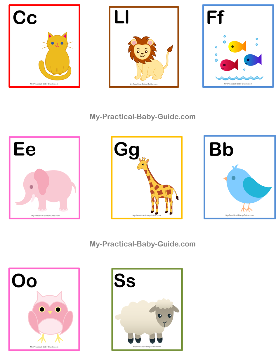 Free Printable ABC Animal Cards Baby Shower Cupcake Toppers