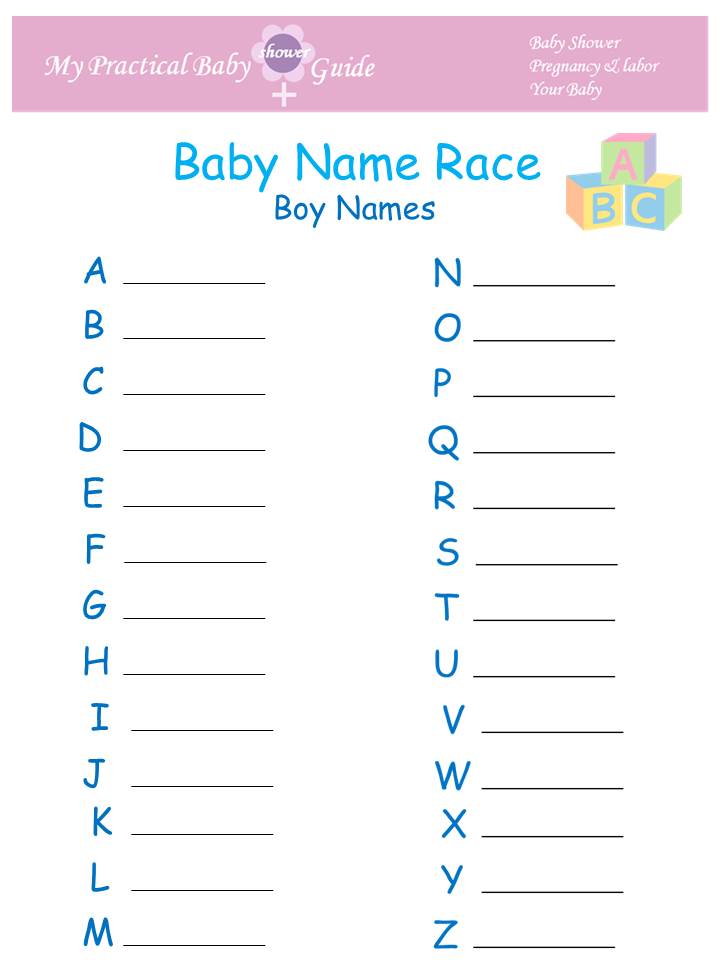 Free Printable Alphabet Baby Name Race Game