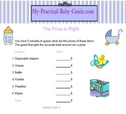 Free Printable Baby Shower Game the Price is Right