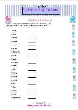 Free Printable Baby Shower Game Scramble