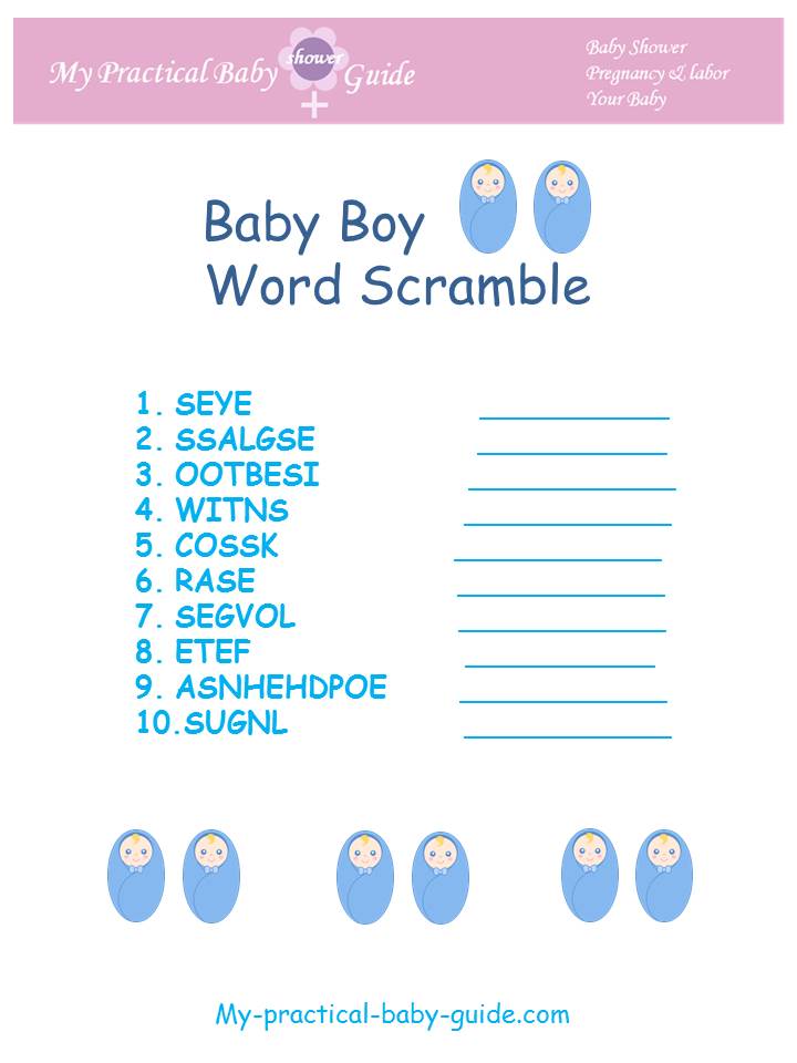 Twin Baby Shower Scramble Game