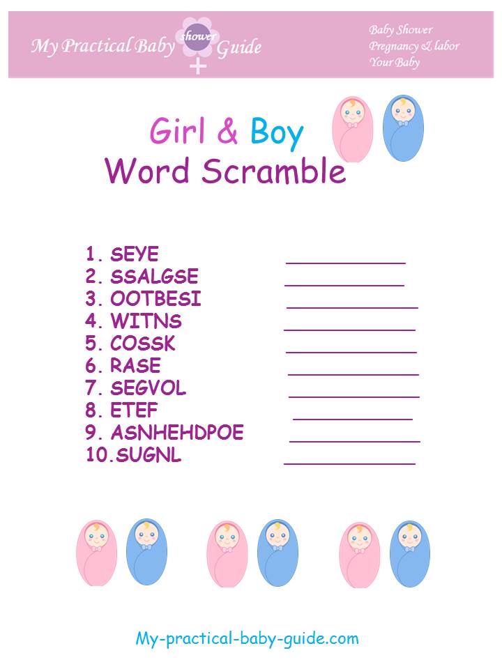 Twin Baby Shower Scramble Game