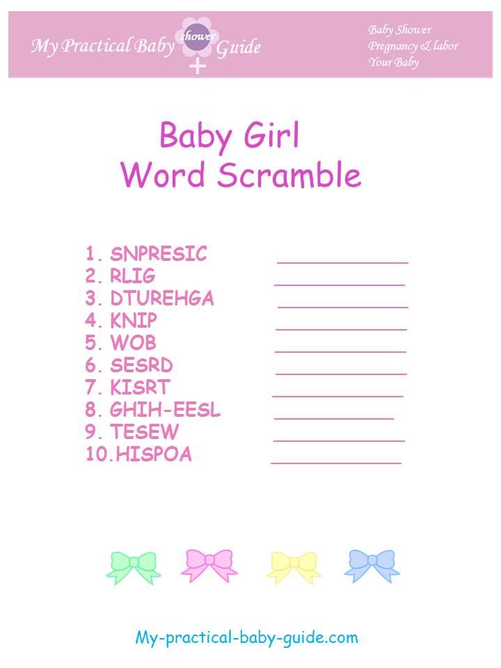 Girl  Baby Shower Scramble Game