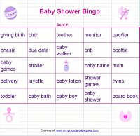 Free Printable Girl Baby Shower Bingo Cards
