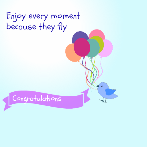Baby Shower Message Greeting Card - Enjoy Every Moment Because They Fly