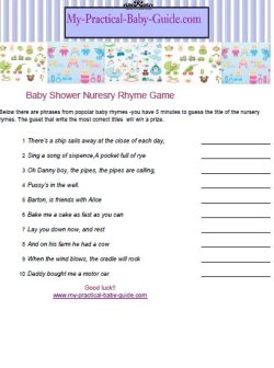 Free Printable Baby Shower Nursery Rhymes
