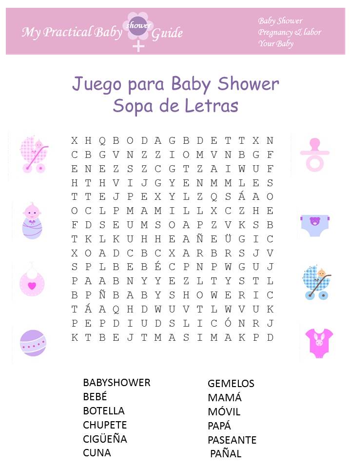 Juego para Baby Shower Sopa de Letras