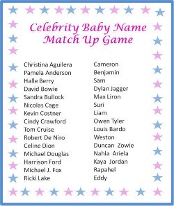 Free Printable Baby Shower Game Celebrity Baby Name