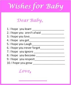 Free Printable Baby Shower Game Wishes for Baby