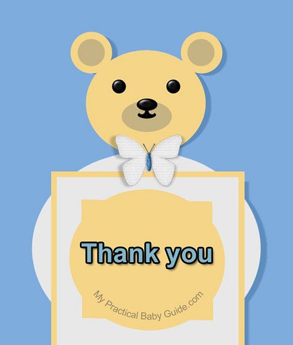 Free Printable Bear Boy Thank You Cards
