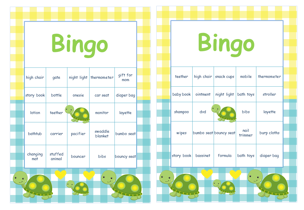 Turtle Themed Baby Shower Pre Filled Cards with Baby Gift Words