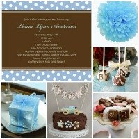 Chocolate Blue Polka Dots Baby Shower Inspiration Board