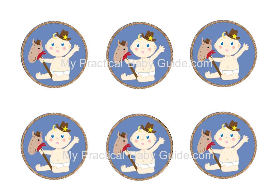 Free Printable Cowboy Baby Shower Cupcake Toppers