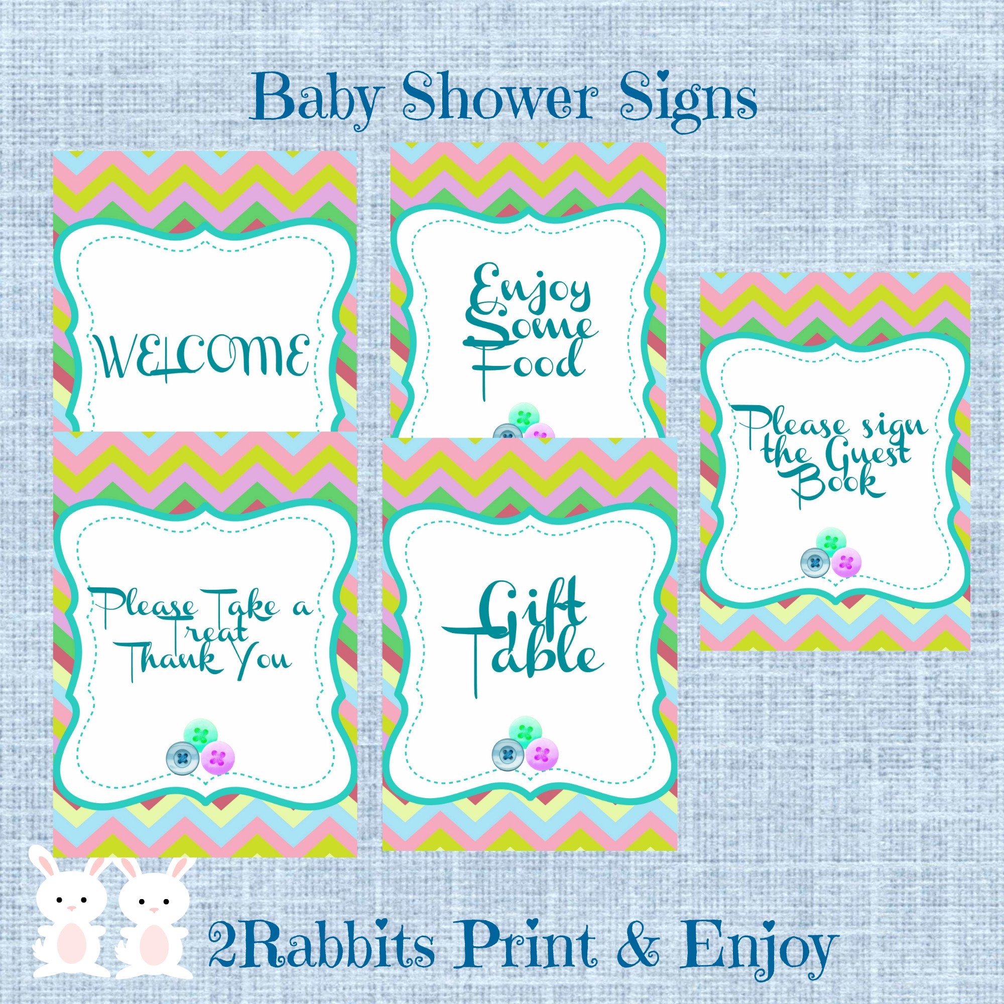 Cute As A Button Baby Shower Printable Signs