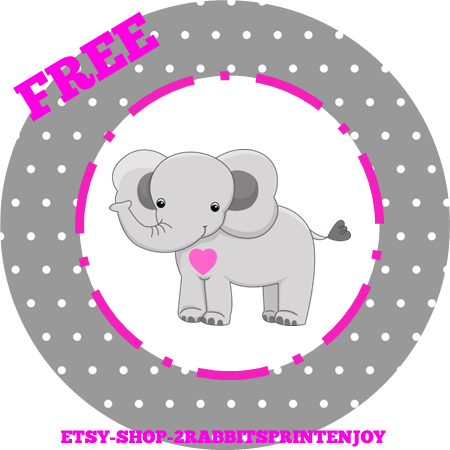 Free Printable Elephant Pink Cupcake Toppers or Gift Tags