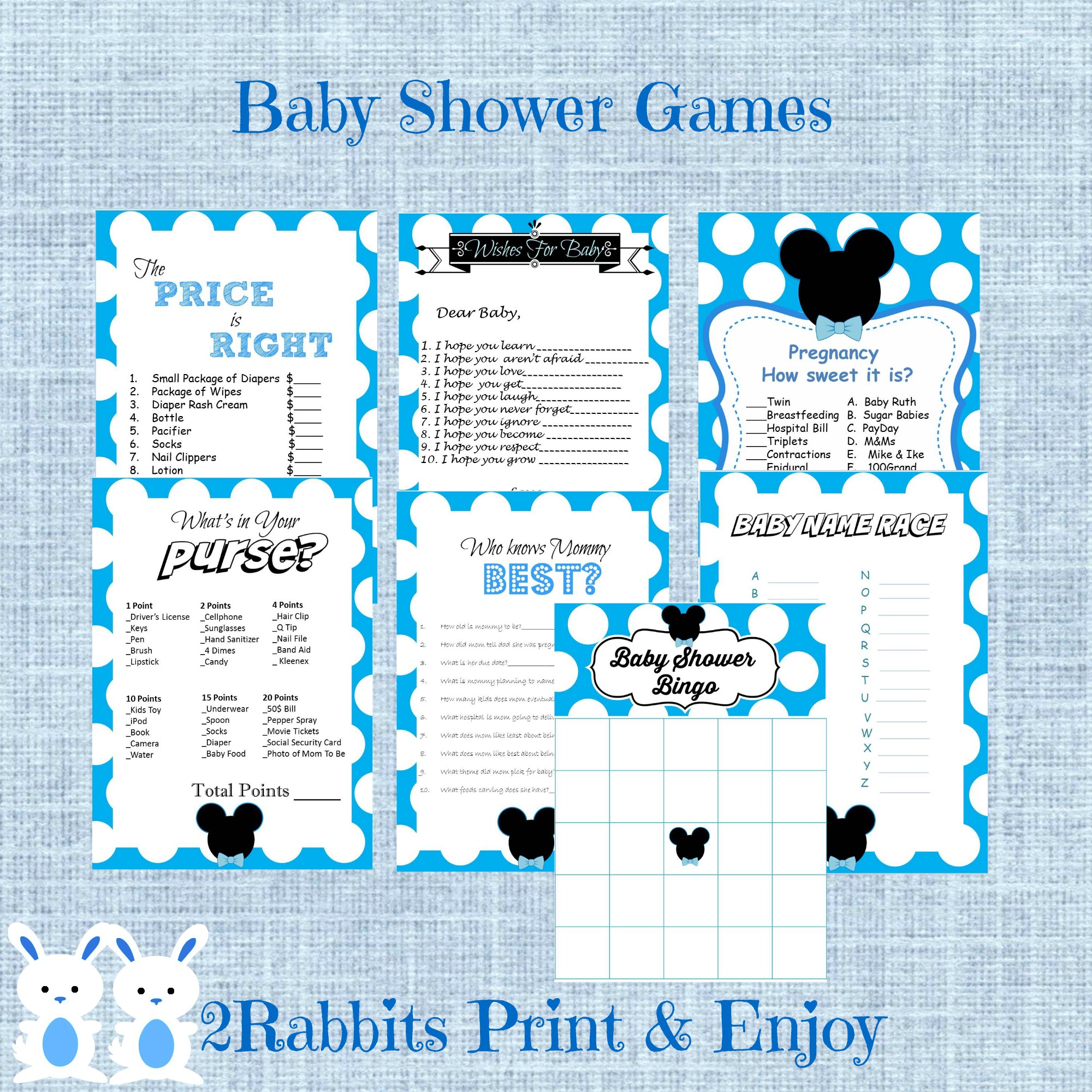 Mickey Mouse 7 Printable Baby Shower Games