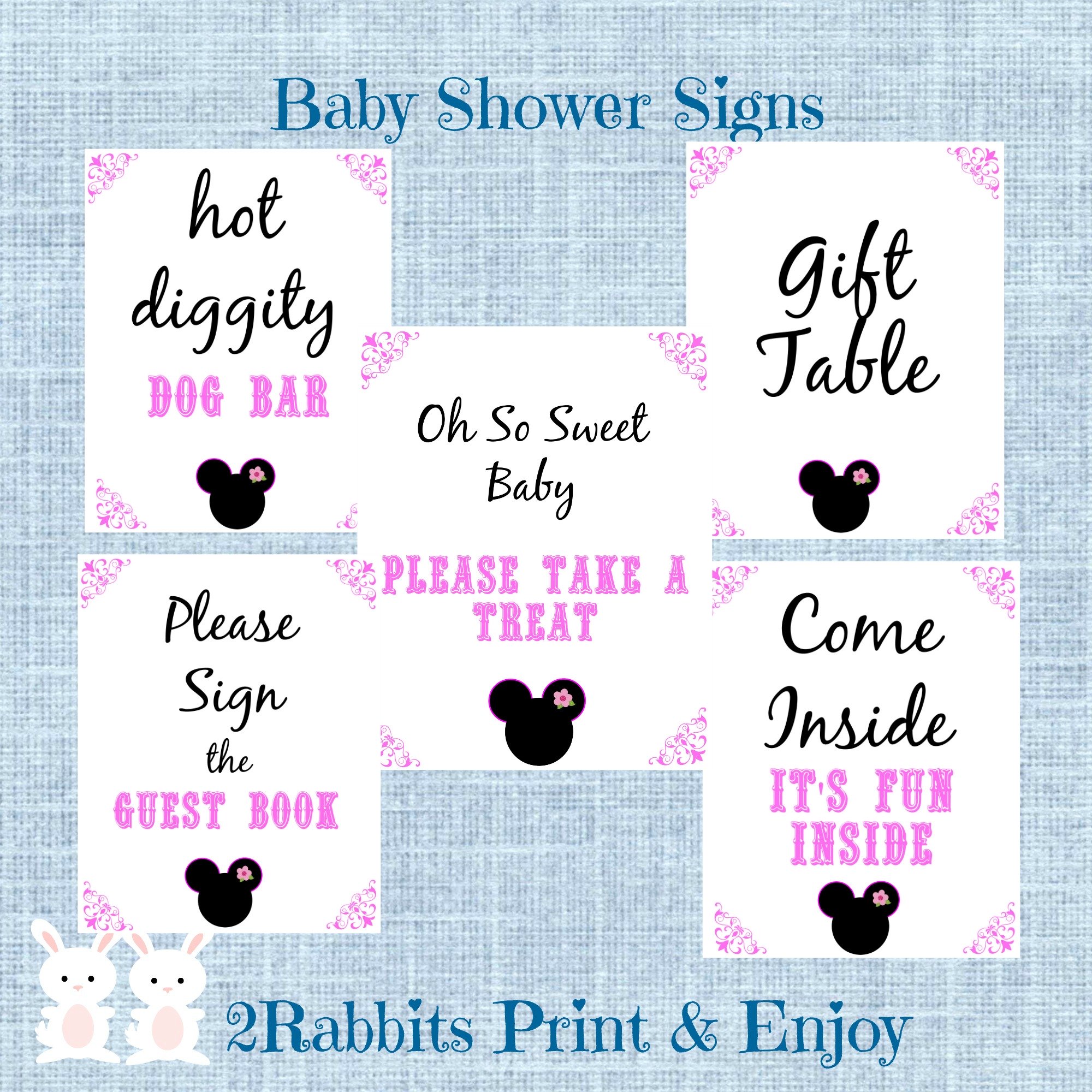 5 Printable Minnie Mouse Baby Shower Table Signs