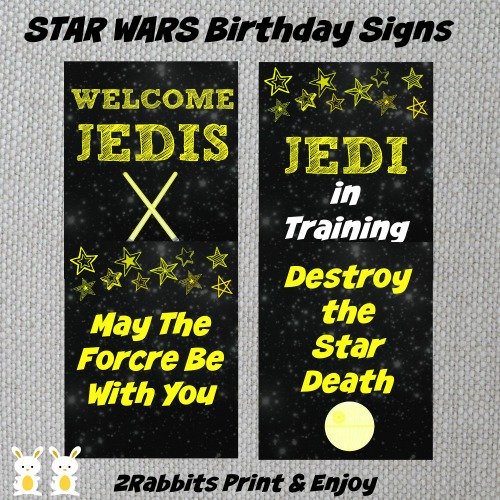 4 printable Star Wars Birthday Signs
