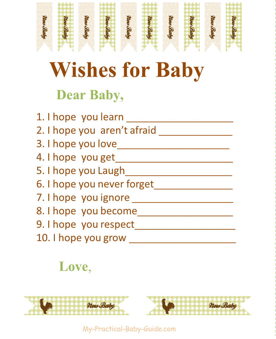 Free Printable Farm Baby Shower Wishes for Baby