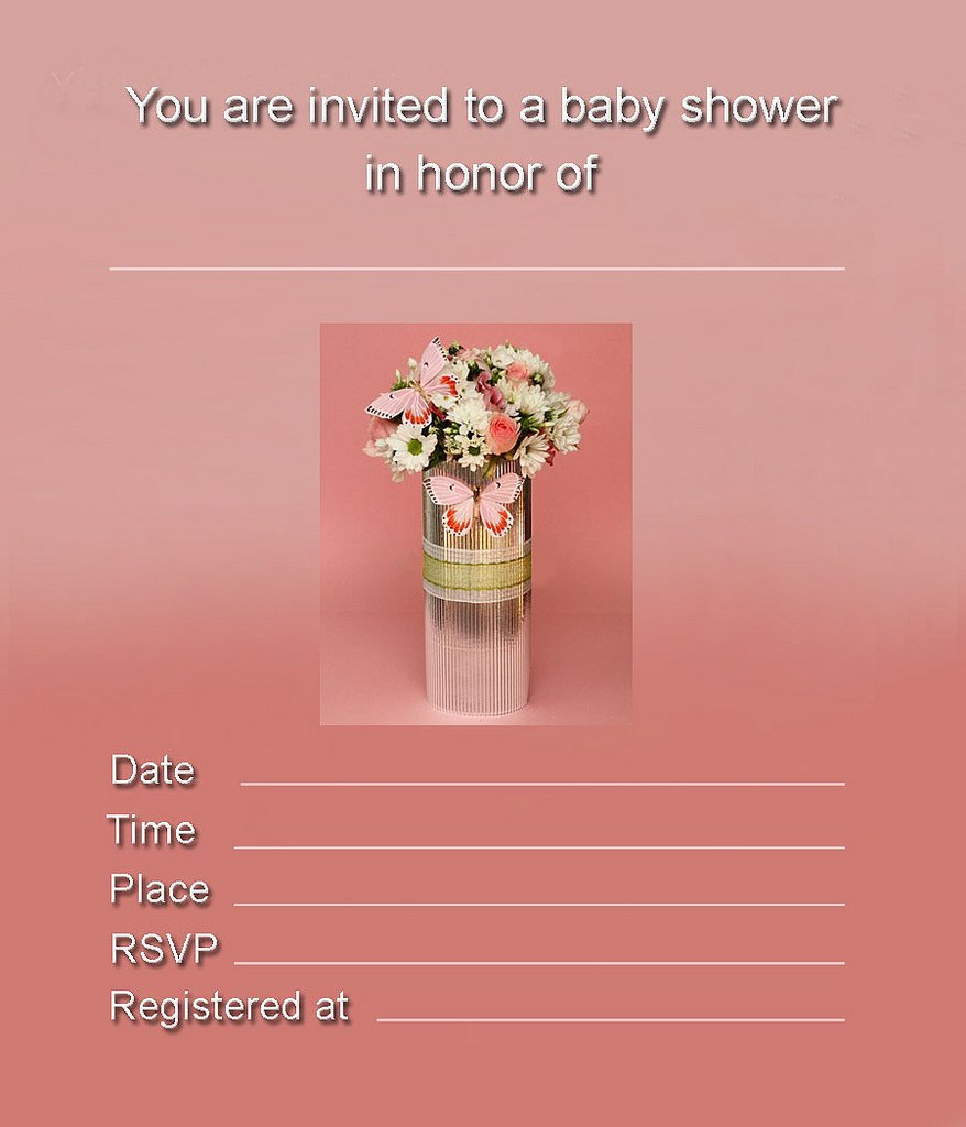 Free Printable Flower & Butterfly Girl Baby Shower Invitation