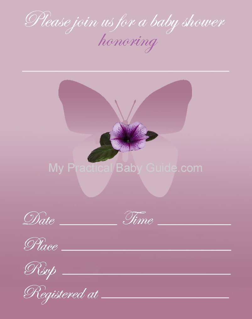 Free Printable Flower & Butterfly Baby Shower Inviation