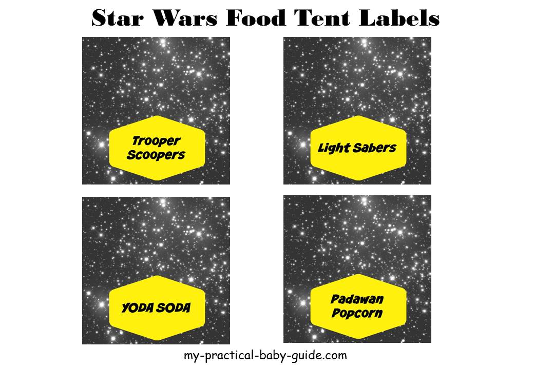 Free Printable Star Wars Food Tent Table Labels