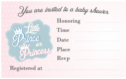 Gender Reveal Baby Shower Invitation Little Prince or Princess