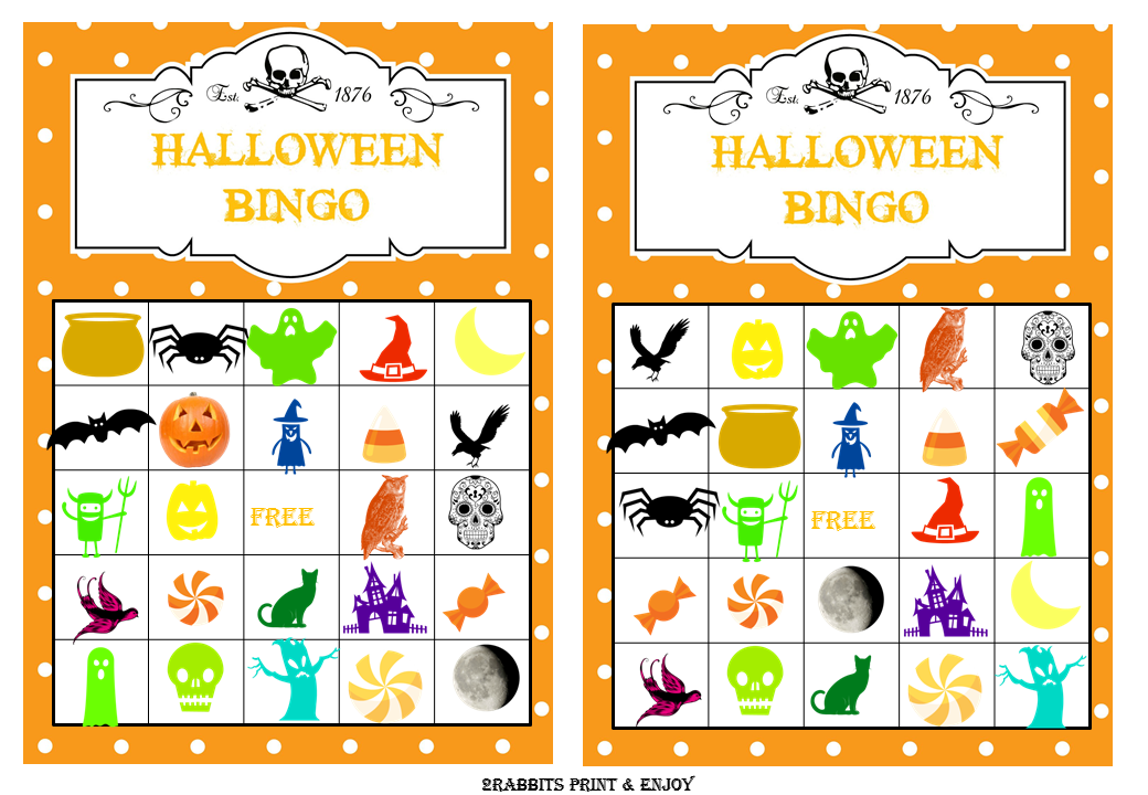 Halloween Prefilled Bingo Cards with Clip Arts