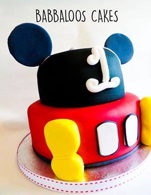 Mickey Mouse Birthday Cake Black Red and Yellow