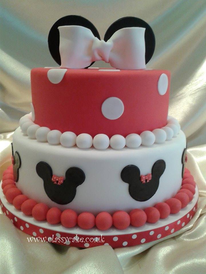 Minnie Mouse Birthday Cake Pink White and Black