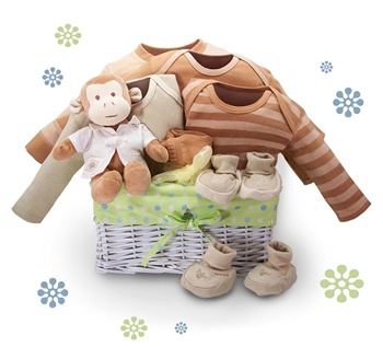 Monkey baby shower gift basket             