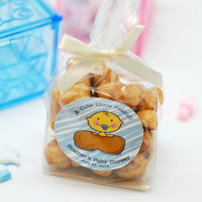 DIY monkey baby shower favor cellophane bag with peanuts