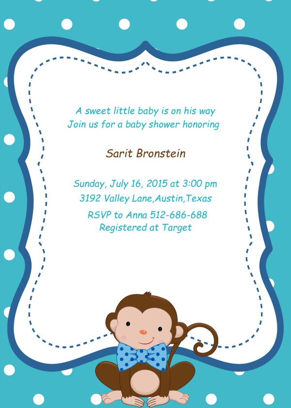 Monkey Little Man Custom Baby Shower Invitation