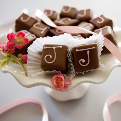 Monogrammed Petit Fours for Pink and Brown Baby Shower