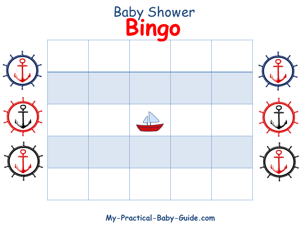 Nautical Baby Shower Blank Bingo Cards