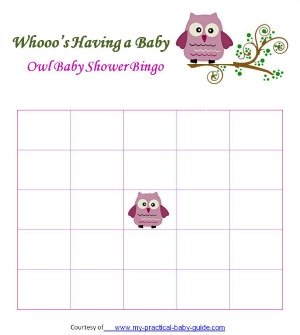 Owl Baby Shower Blank Bingo Cards