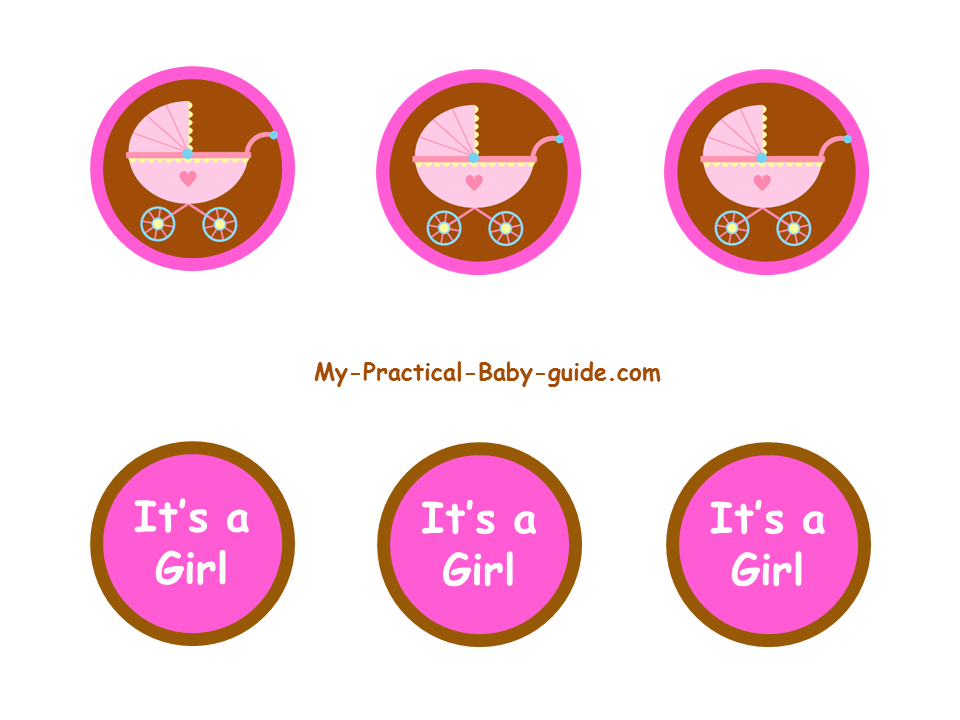 Free Printable Pink and Brown Baby Shower Cupcake Toppers