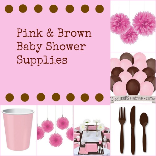 Pink and Brown Baby Shower Supplies