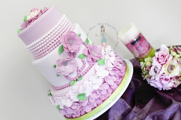 Pink Flower Girl Baby Shower Cake