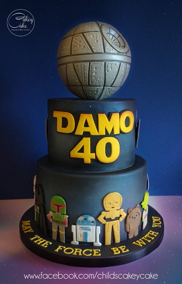 Star Wars Birthday Cake with Death Star Topper