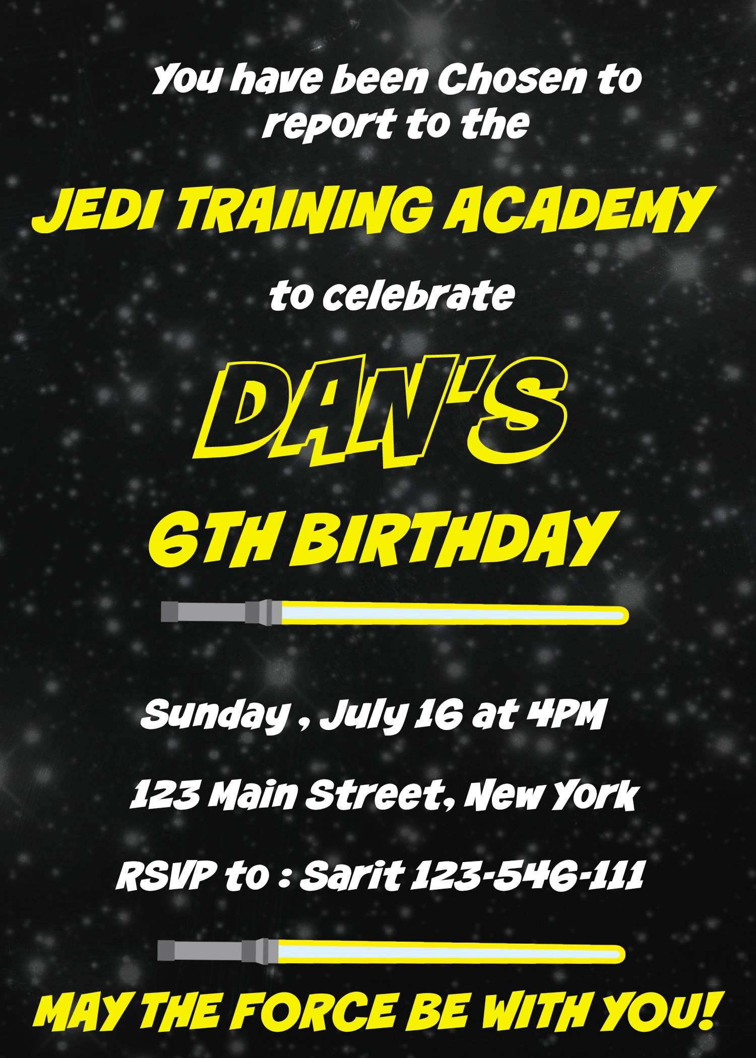 Printable Star Wars Birthday Invitation