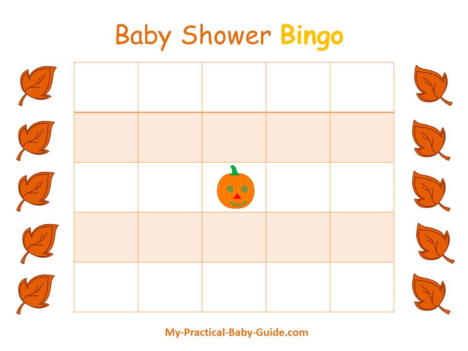 Thanksgiving Baby Shower Blank Bingo Cards
