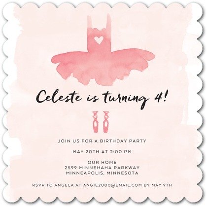 Tutu Ballerina Birthday Invitation