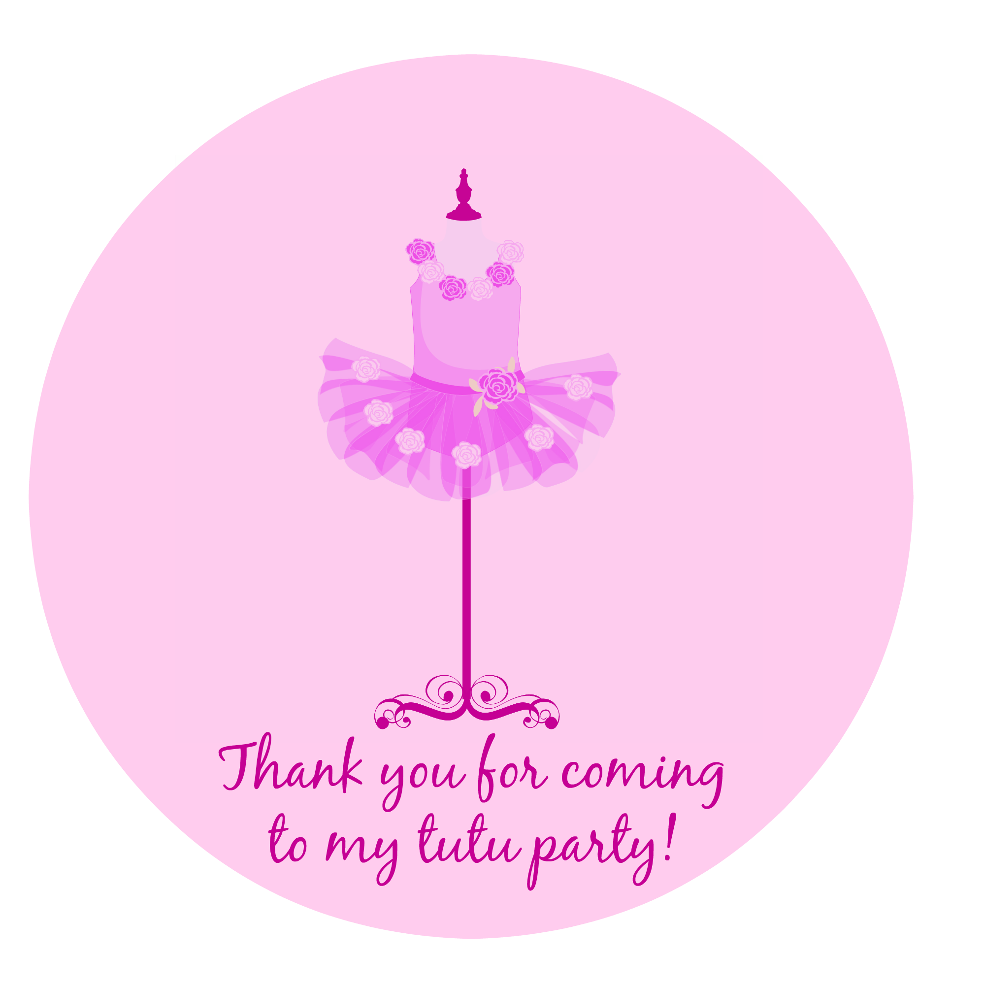 Free Printable Tutu Birthday Circle Thank You Gift Tags