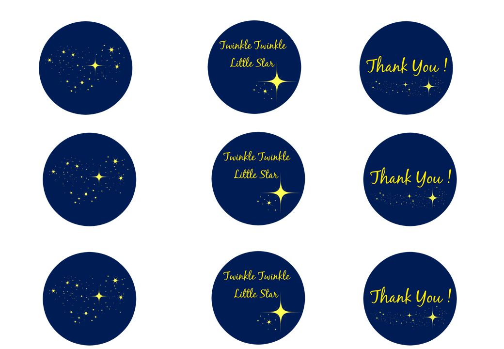 Twinkle Twinkle Little Star Cupcake Toppers Gift Tags