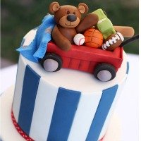 Vintage Toy Filled Wagon Baby Shower Cake