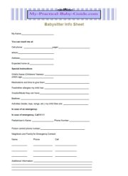 babysitter info sheet