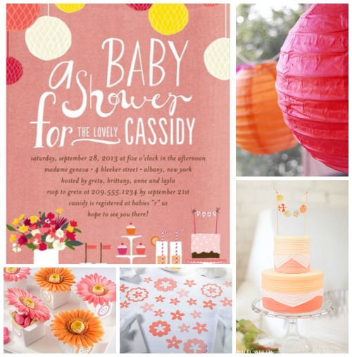 Coral Baby Shower Inspiration Board Ideas